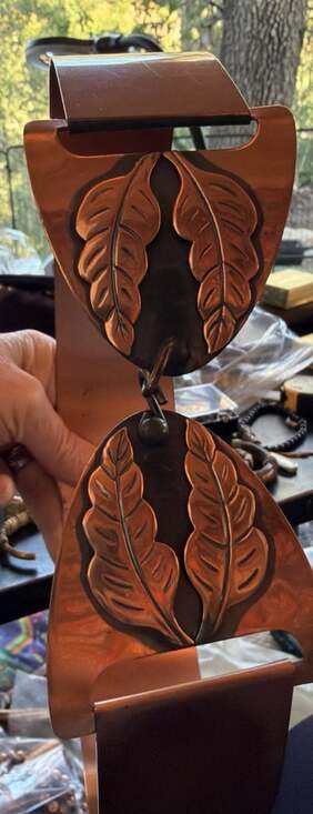 VINTAGE! 1950’s Solid Copper Leaf Adorned Belt 25”boho Whimsigoth Cinch Belt main image 9